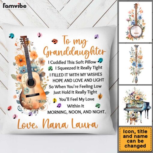 Personalized Gift For Granddaughter Love Music Cuddled This Pillow