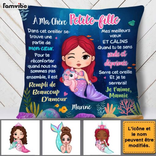 Personalized Gift For Granddaughter Mermaid French Pillow