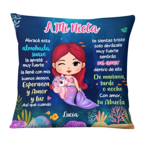 Personalized Gift For Granddaughter Mermaid Spanish Pillow