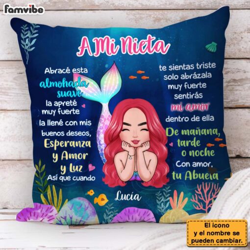 Personalized Gift For Granddaughter Mermaid Spanish Pillow