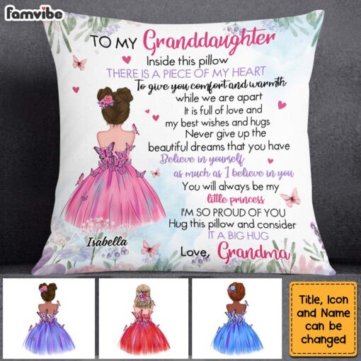 Personalized Gift For Granddaughter My Heart Inside This Pillow