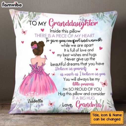 Personalized Gift For Granddaughter My Heart Inside This Pillow