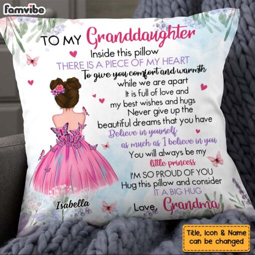 Personalized Gift For Granddaughter My Heart Inside This Pillow