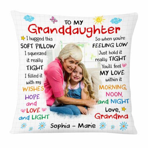 Personalized Gift For Granddaughter Photo Custom Pillow