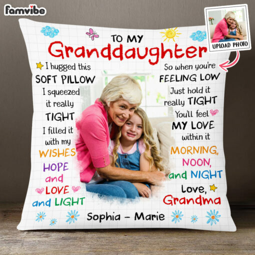 Personalized Gift For Granddaughter Photo Custom Pillow