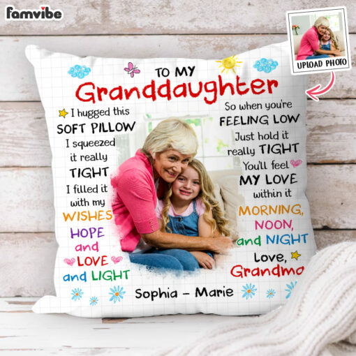 Personalized Gift For Granddaughter Photo Custom Pillow