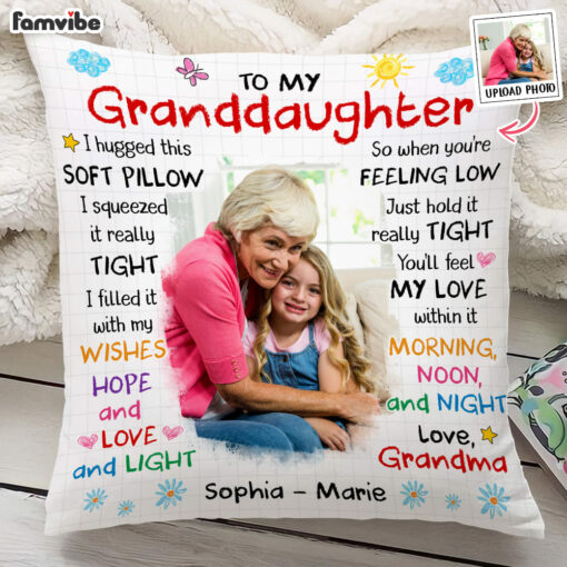 Personalized Gift For Granddaughter Photo Custom Pillow