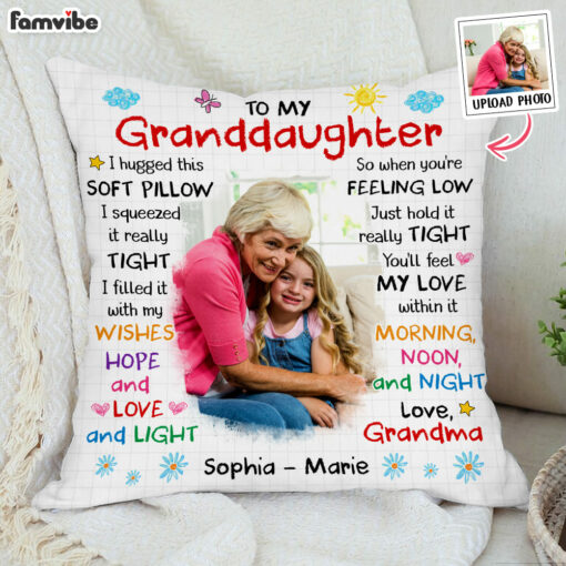 Personalized Gift For Granddaughter Photo Custom Pillow