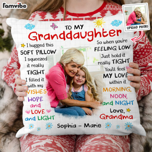 Personalized Gift For Granddaughter Photo Custom Pillow