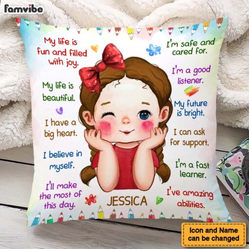 Personalized Gift For Granddaughter Positive Affirmations For Kids Pillow