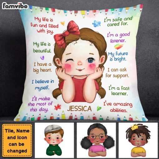 Personalized Gift For Granddaughter Positive Affirmations For Kids Pillow