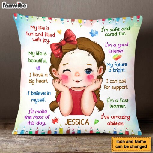 Personalized Gift For Granddaughter Positive Affirmations For Kids Pillow