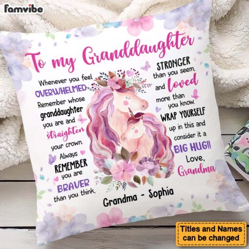 Personalized Gift For Granddaughter Remember Whose Granddaughter You Are And Straighten Your Crown Pillow