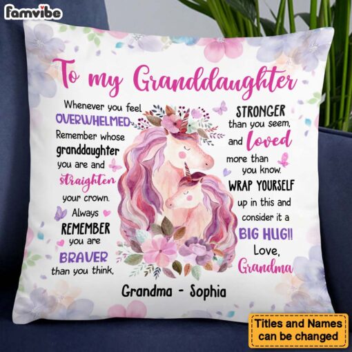 Personalized Gift For Granddaughter Remember Whose Granddaughter You Are And Straighten Your Crown Pillow