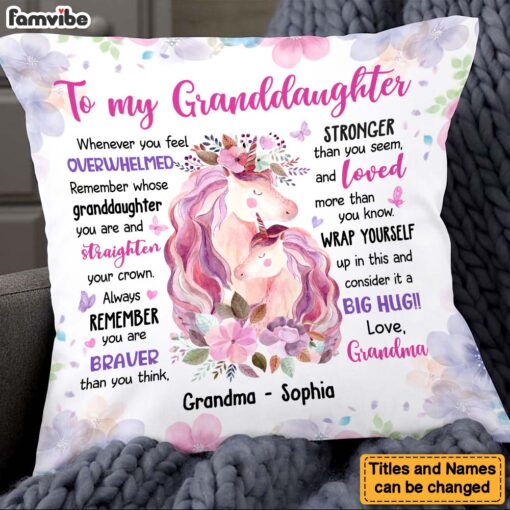 Personalized Gift For Granddaughter Remember Whose Granddaughter You Are And Straighten Your Crown Pillow