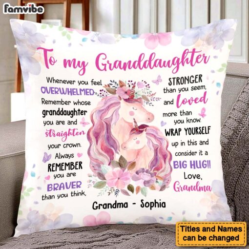 Personalized Gift For Granddaughter Remember Whose Granddaughter You Are And Straighten Your Crown Pillow