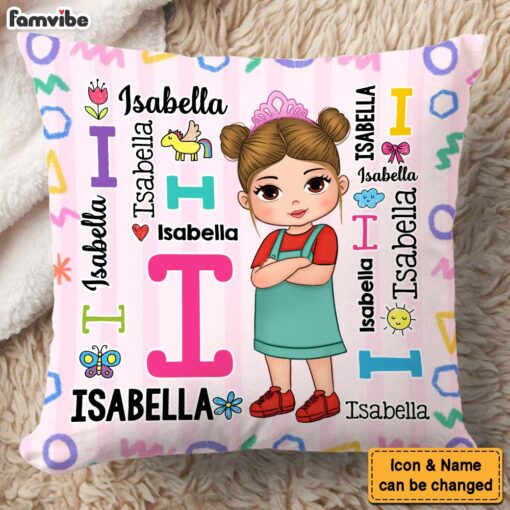 Personalized Gift For Granddaughter Repeating Name Pillow