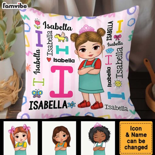 Personalized Gift For Granddaughter Repeating Name Pillow