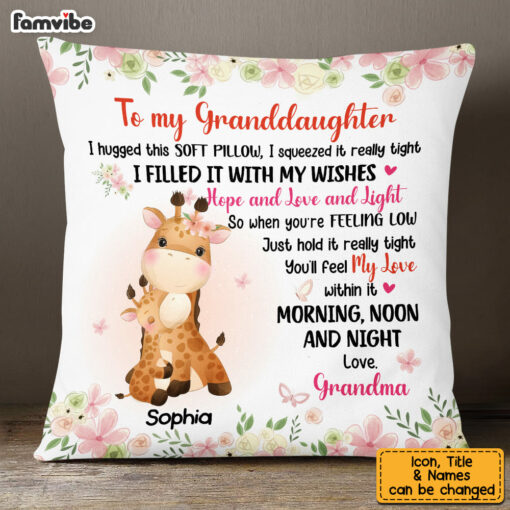 Personalized Gift For Granddaughter Safari Animals Hug This Pillow