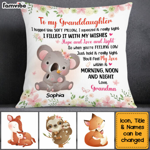 Personalized Gift For Granddaughter Safari Animals Hug This Pillow