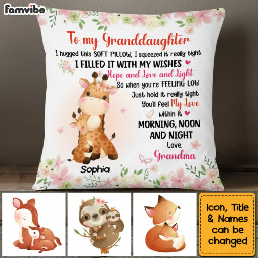 Personalized Gift For Granddaughter Safari Animals Hug This Pillow