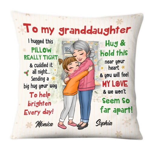 Personalized Gift For Granddaughter Sending A Big Hug Pillow