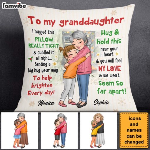 Personalized Gift For Granddaughter Sending A Big Hug Pillow