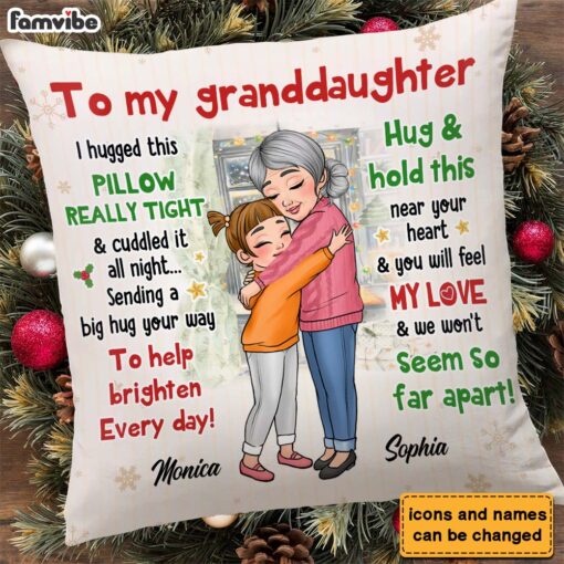 Personalized Gift For Granddaughter Sending A Big Hug Pillow