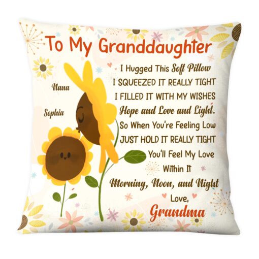 Personalized Gift For Granddaughter Sunflower Hug This Pillow