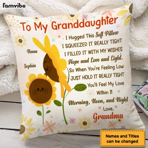 Personalized Gift For Granddaughter Sunflower Hug This Pillow