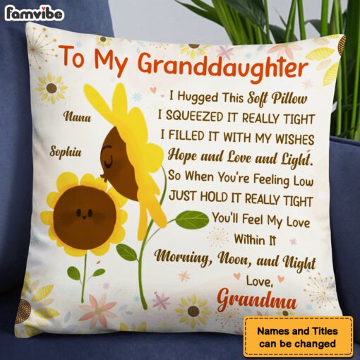 Personalized Gift For Granddaughter Sunflower Hug This Pillow