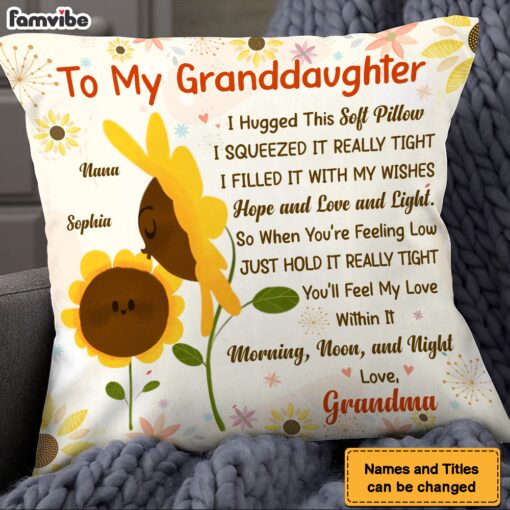 Personalized Gift For Granddaughter Sunflower Hug This Pillow