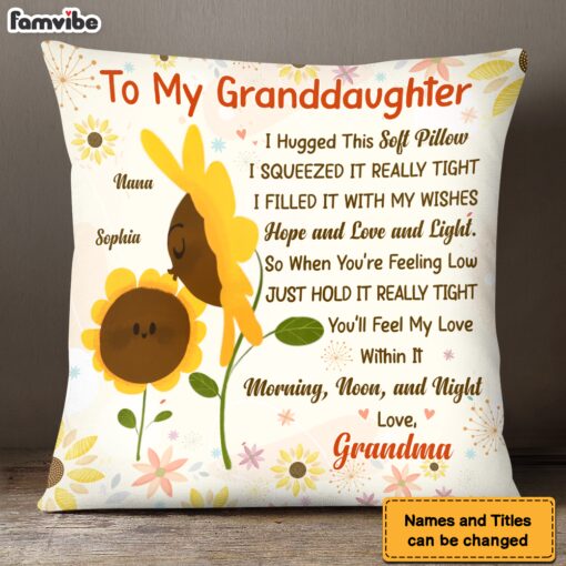 Personalized Gift For Granddaughter Sunflower Hug This Pillow