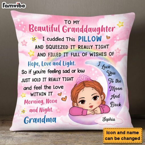 Personalized Gift For Granddaughter To My Granddaughter Kid Moon Pillow