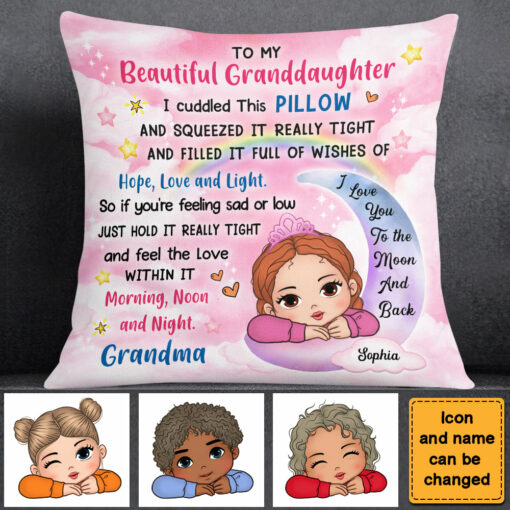 Personalized Gift For Granddaughter To My Granddaughter Kid Moon Pillow