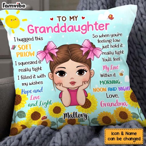 Personalized Gift For Granddaughter To My Granddaughter Sunflower Theme Pillow