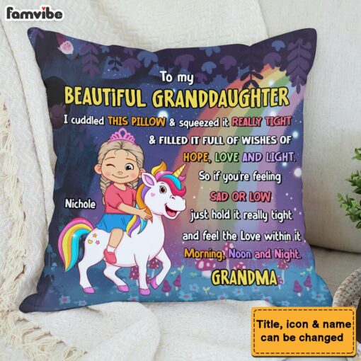 Personalized Gift For Granddaughter To My Granddaughter Unicorn Kid Pillow