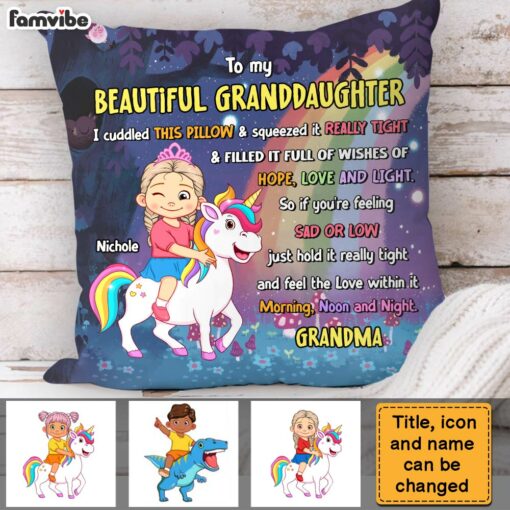 Personalized Gift For Granddaughter To My Granddaughter Unicorn Kid Pillow