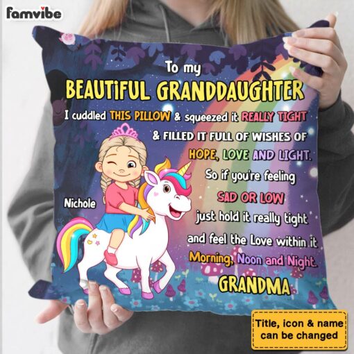 Personalized Gift For Granddaughter To My Granddaughter Unicorn Kid Pillow