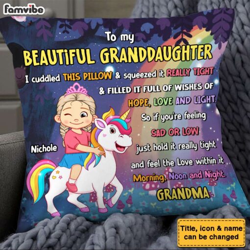 Personalized Gift For Granddaughter To My Granddaughter Unicorn Kid Pillow