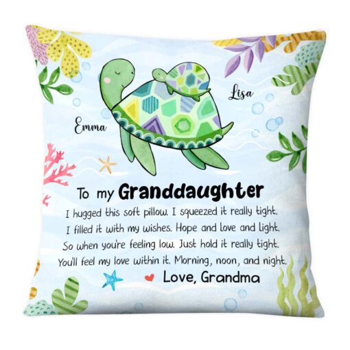 Personalized Gift For Granddaughter Turtle Hug This Pillow