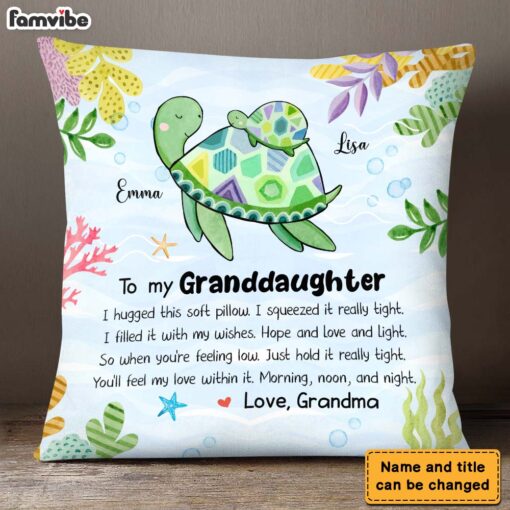 Personalized Gift For Granddaughter Turtle Hug This Pillow