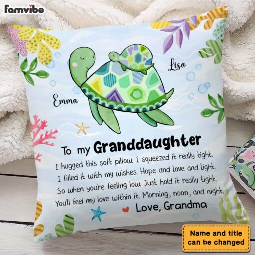 Personalized Gift For Granddaughter Turtle Hug This Pillow