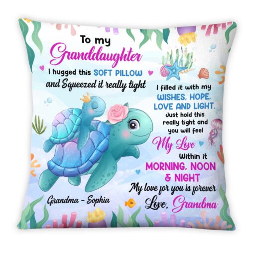 Personalized Gift For Granddaughter Turtle I Hugged This Soft Pillow