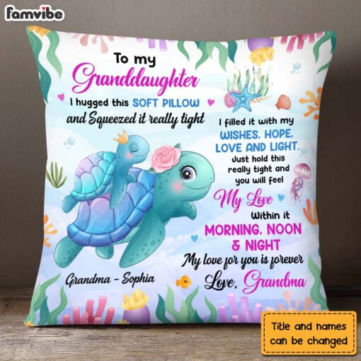 Personalized Gift For Granddaughter Turtle I Hugged This Soft Pillow