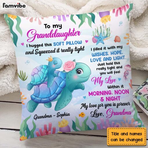 Personalized Gift For Granddaughter Turtle I Hugged This Soft Pillow