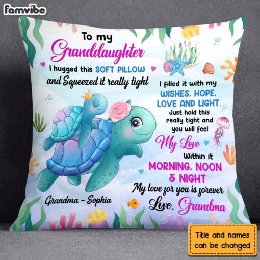 Personalized Gift For Granddaughter Turtle I Hugged This Soft Pillow