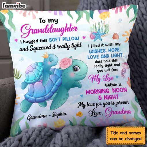 Personalized Gift For Granddaughter Turtle I Hugged This Soft Pillow