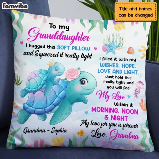 Personalized Gift For Granddaughter Turtle I Hugged This Soft Pillow