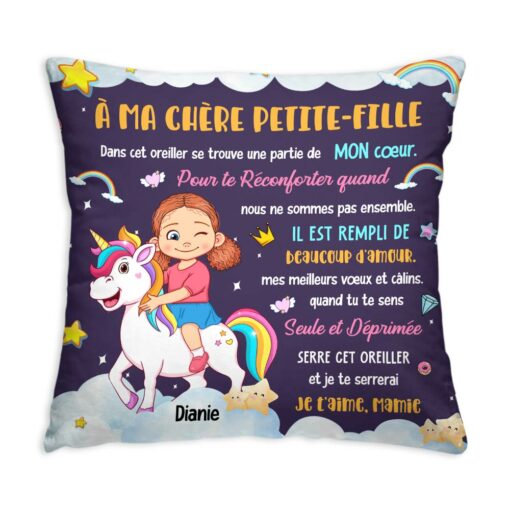 Personalized Gift For Granddaughter Unicorn French Pillow